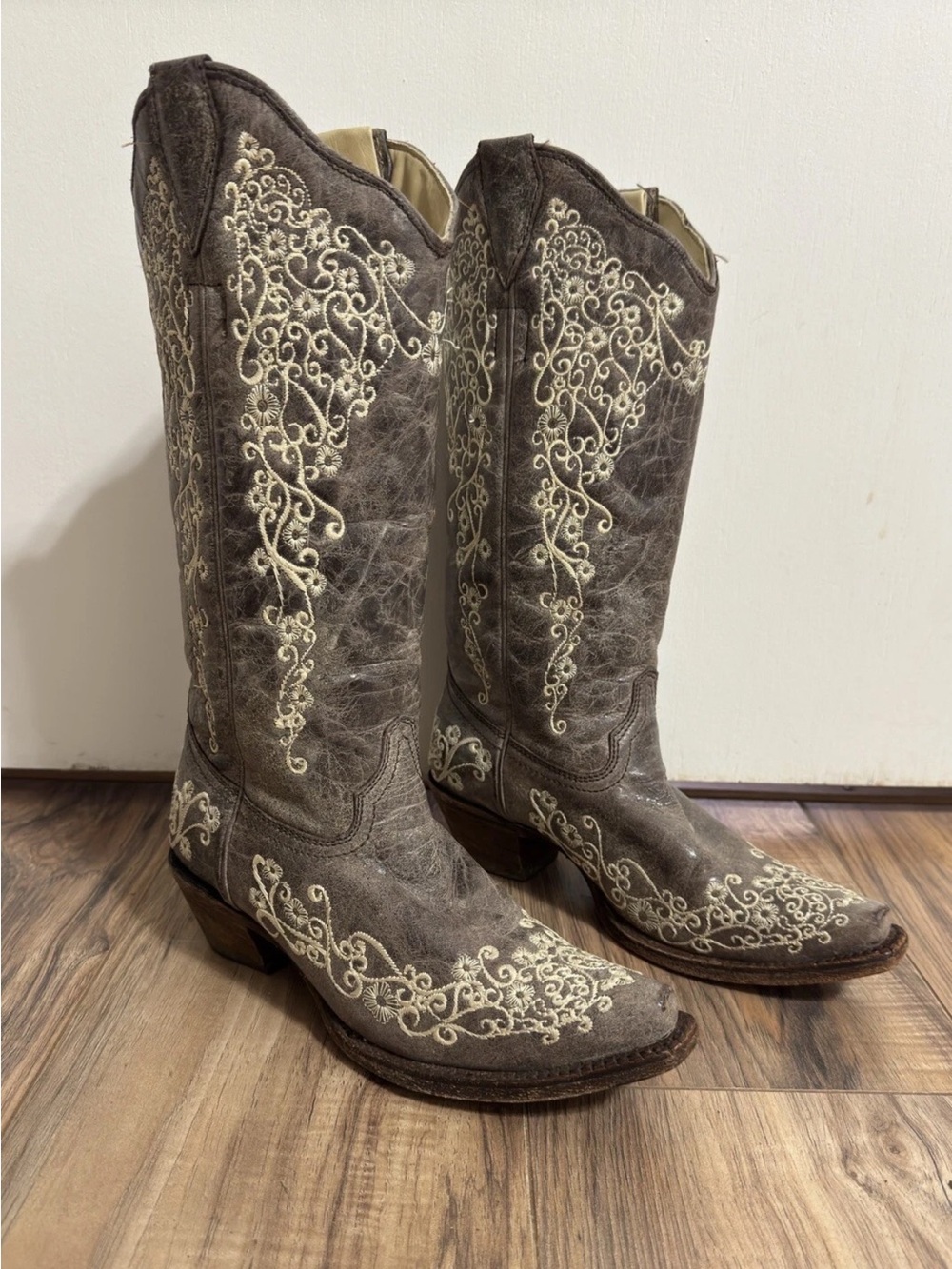 CORRAL Brown Crater Bone Embroidery Western Cowgirl Boots A1094 Women’s 6.5 M